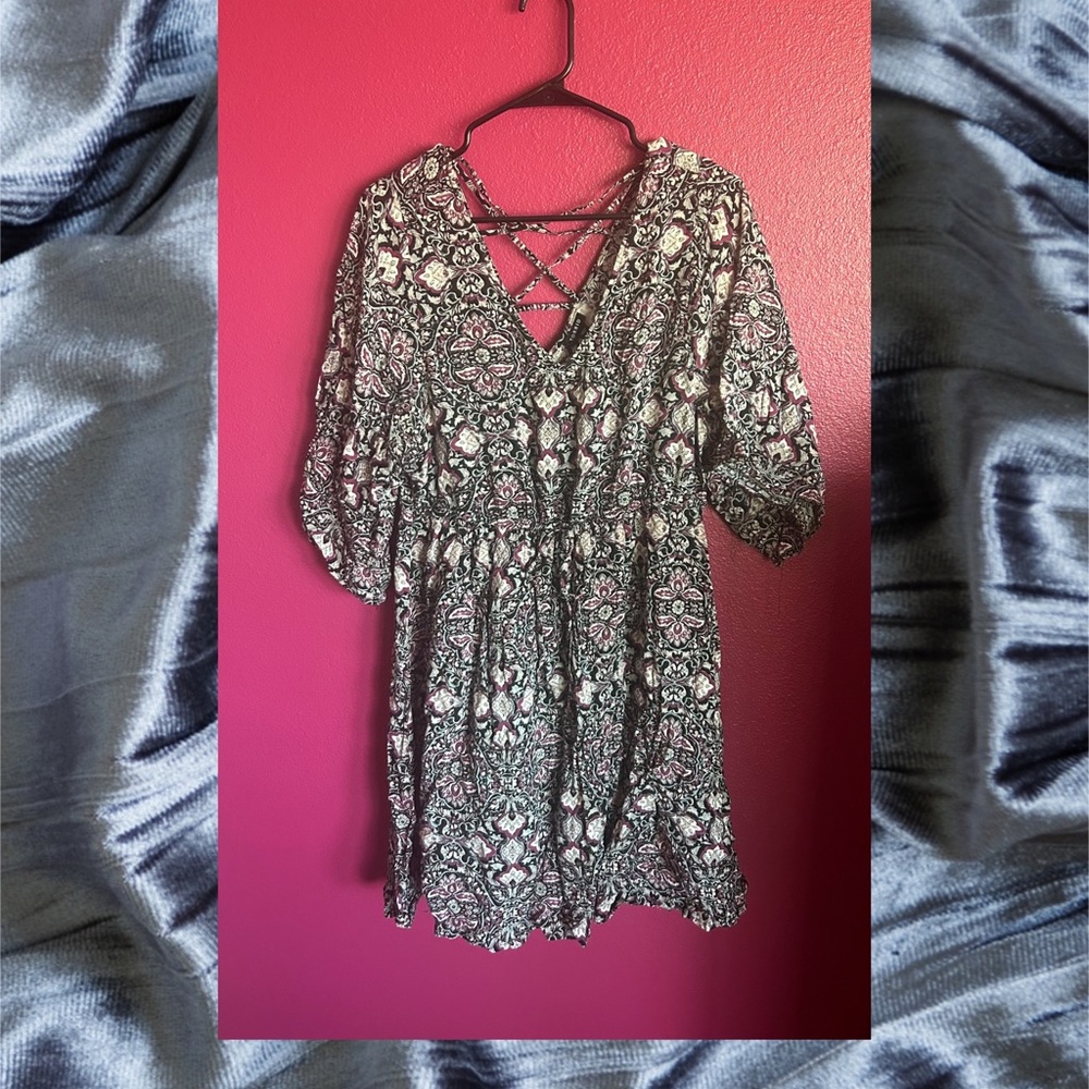 torrid 1x purple and black challis dress